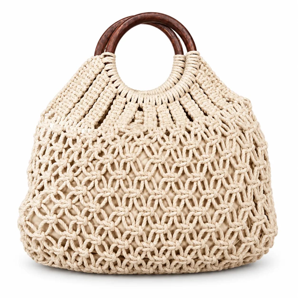 Macramé Ring-Handle Tote Bag — macramé cord jute bags (image 1 of 5)