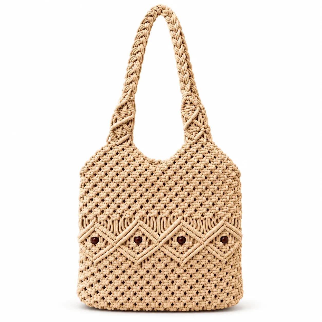 Beaded Macramé Tote Bag — cotton macramé jute bags (image 1 of 5)